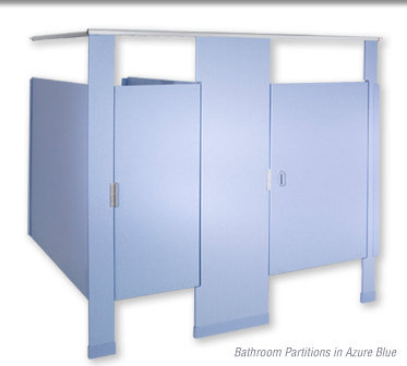 Plastic Toilet Partitions in Azure Blue